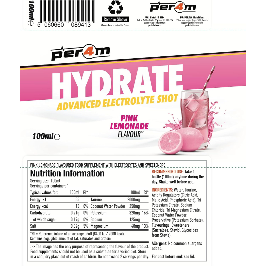 Per4m Hydrate Advanced Electrolyte Shot 100ml Pink Lemonade