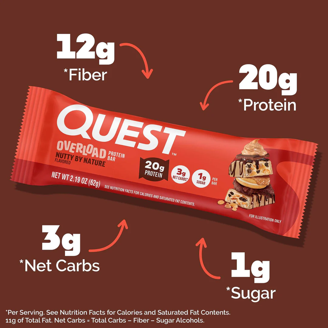 Quest Nutrition Overload Protein Bar 12x60g Nutty by Nature