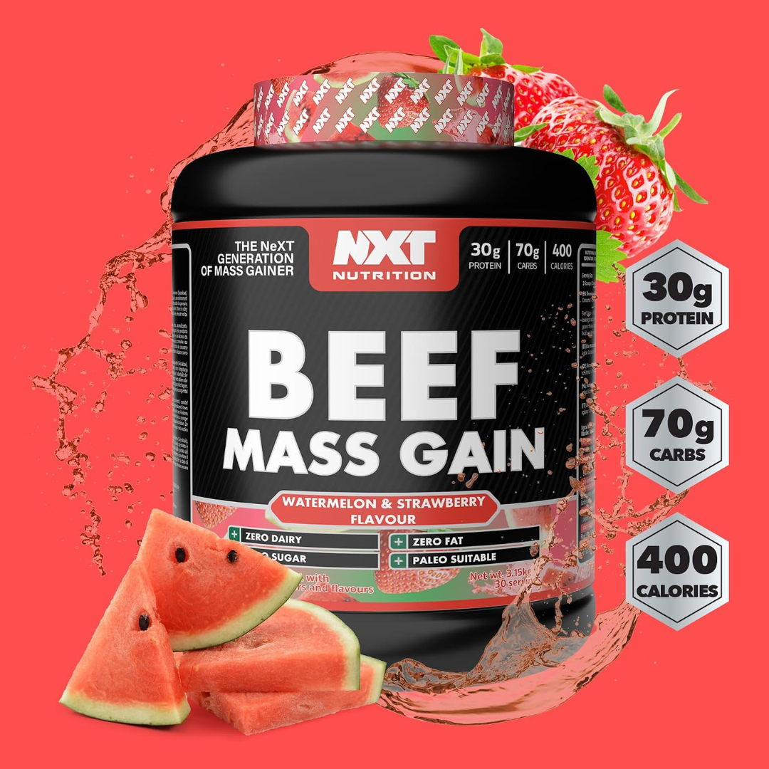 NXT Nutrition Beef Mass Gain 3.15kg Watermelon & Strawberry