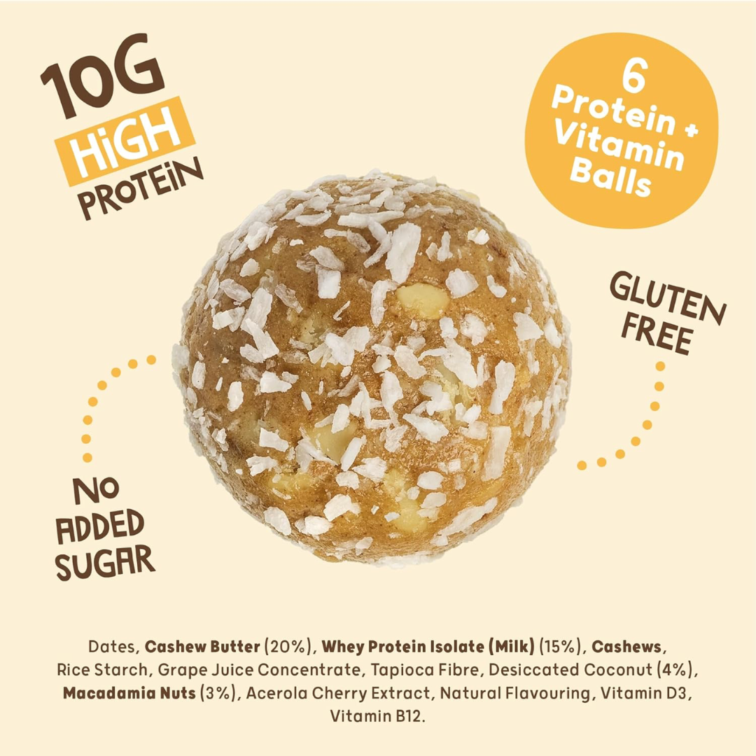 The Protein Ball Co Whey Protein Balls 10x45g Coconut & Macadamia