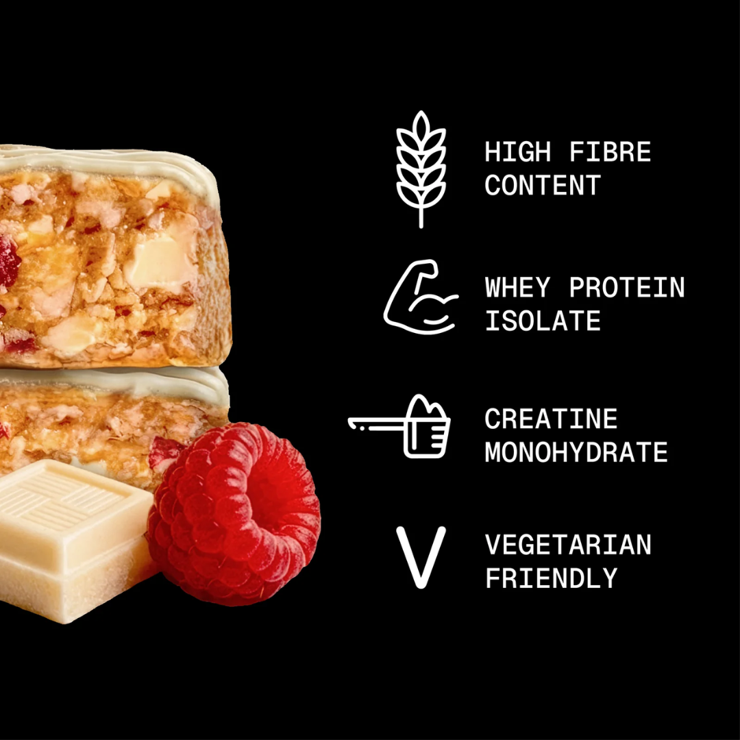 Sugar'd Out Protein + Creatine Oat Bar 12x68g White Choc & Raspberry