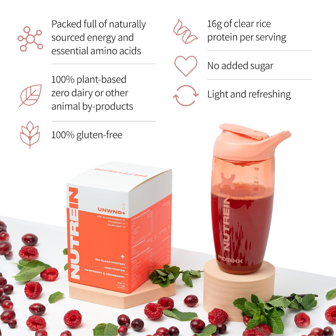 Nutrein UNWND 12x30g Raspberry & Cranberry