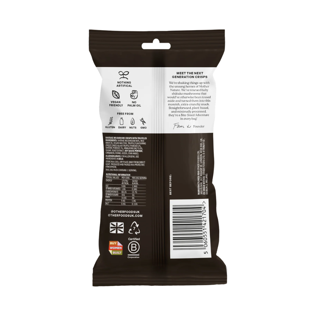 Other Foods Mushroom Crisps 8x40g Crunchy Shiitake Truffle Mushrooms