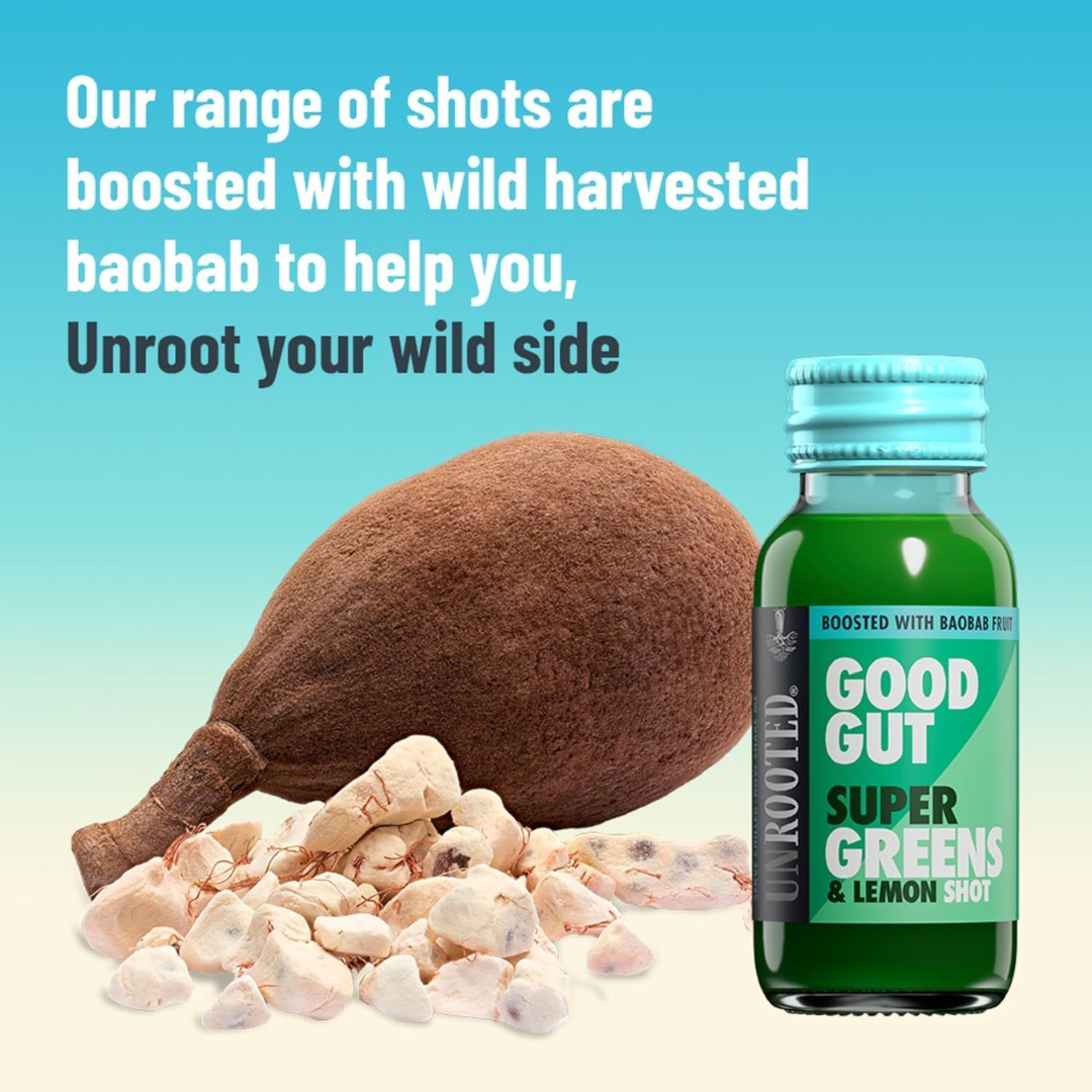 UNROOTED Drinks Health Shot 12x60ml Good Gut - Super Greens & Lemon