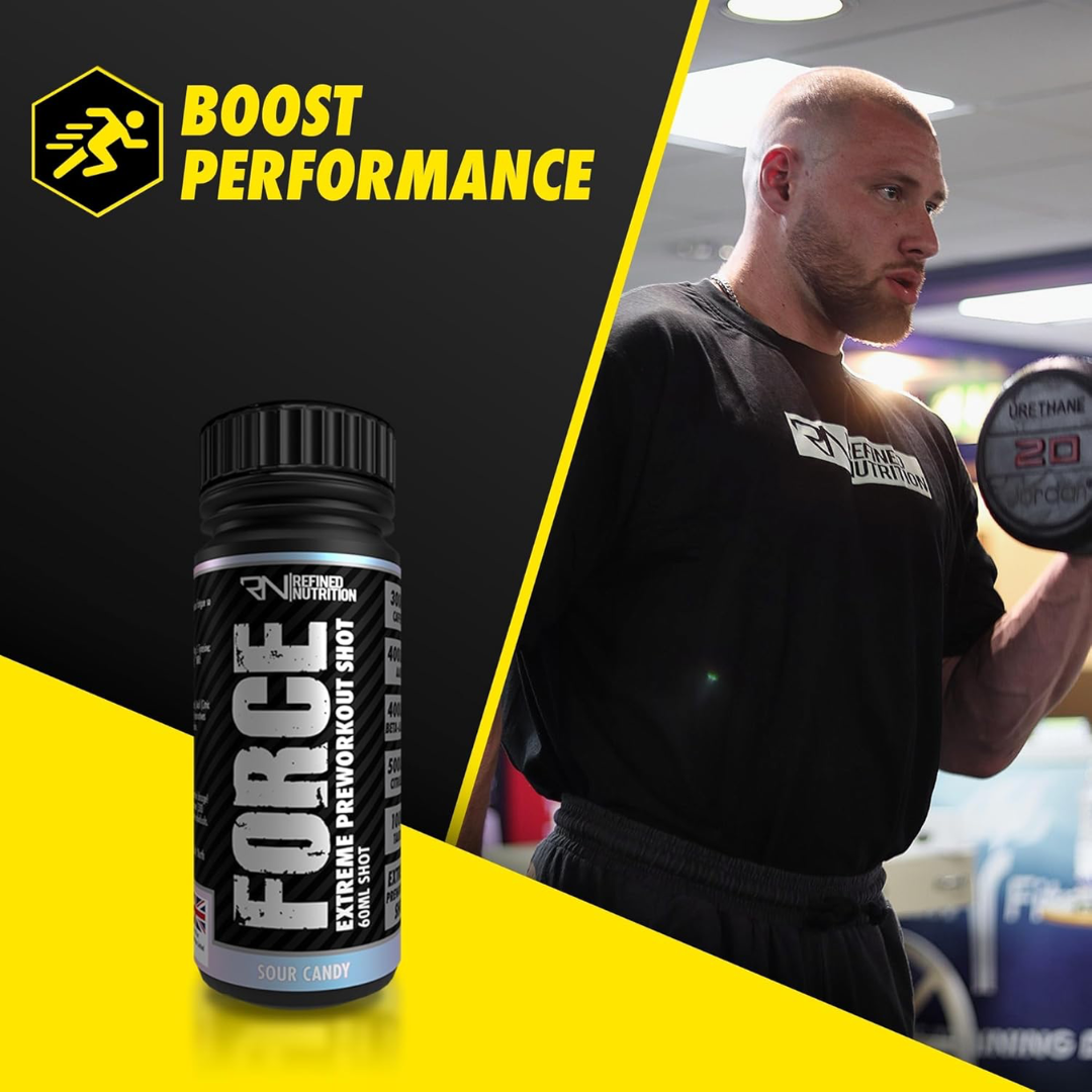 Refined Nutrition FORCE Extreme Stim Pre-workout Shots 12x60ml Sour Candy