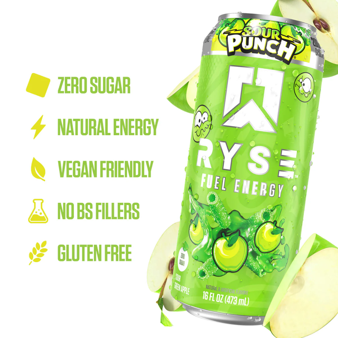 RYSE Fuel Energy 12x473ml Sour Punch Green Apple