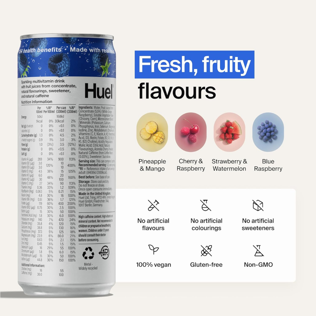 HUEL Daily A-Z Vitamins 12x330ml - Blue Raspberry