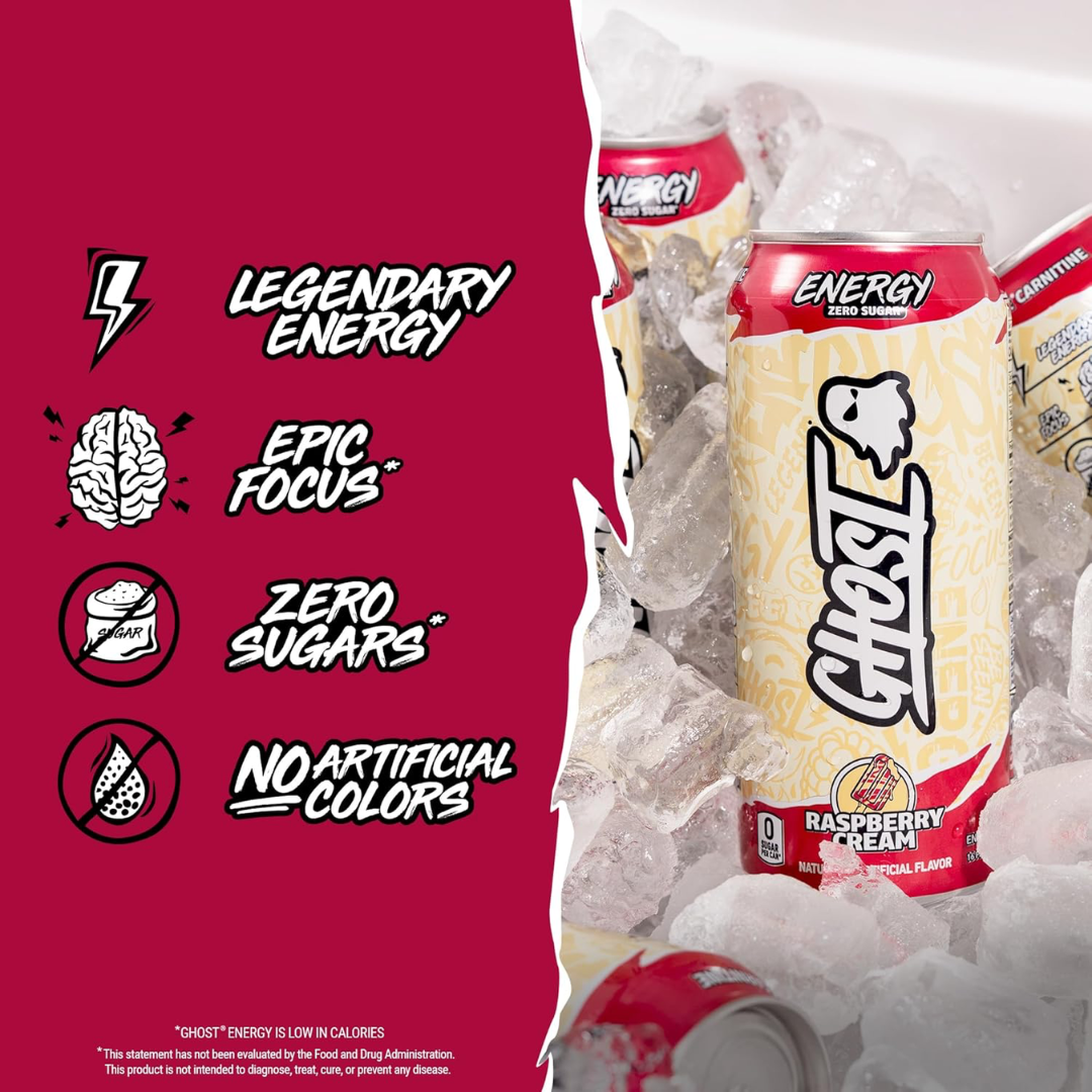Ghost Energy Drink 12x500ml Raspberry Cream