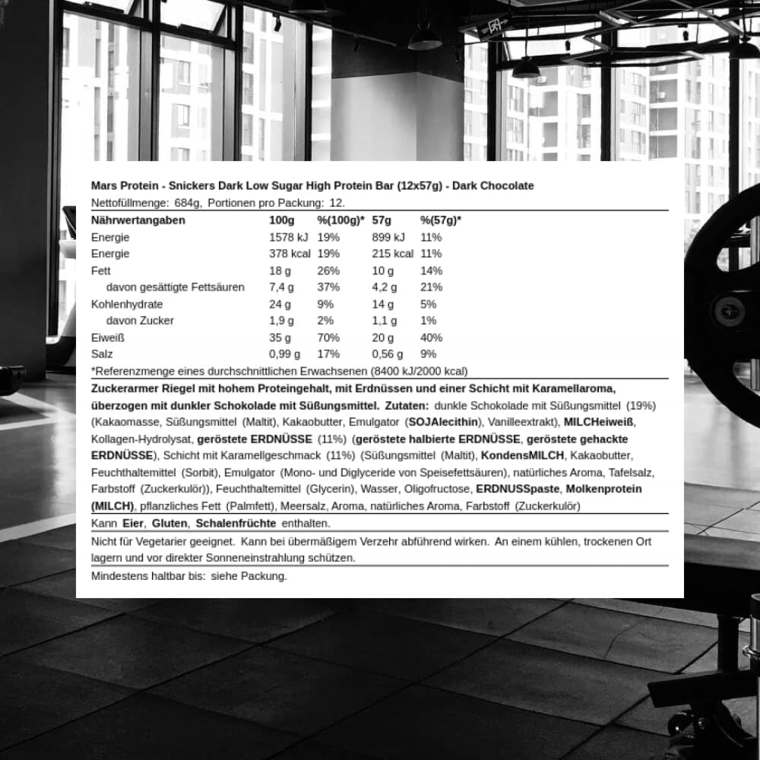 Snickers Low Sugar High Protein Bar 12x57g Dark Chocolate