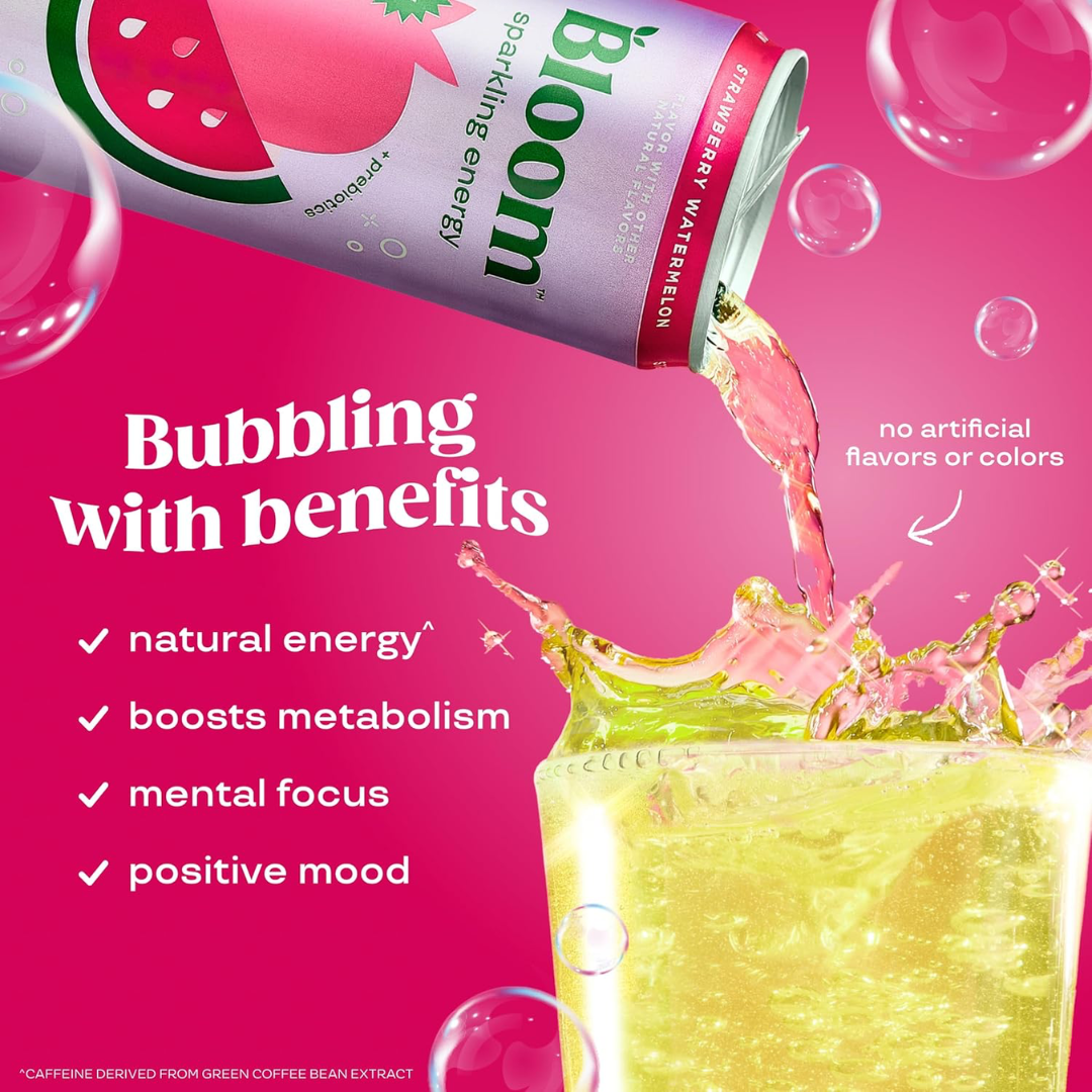 Bloom Sparkling Energy 12x250ml Strawberry Watermelon