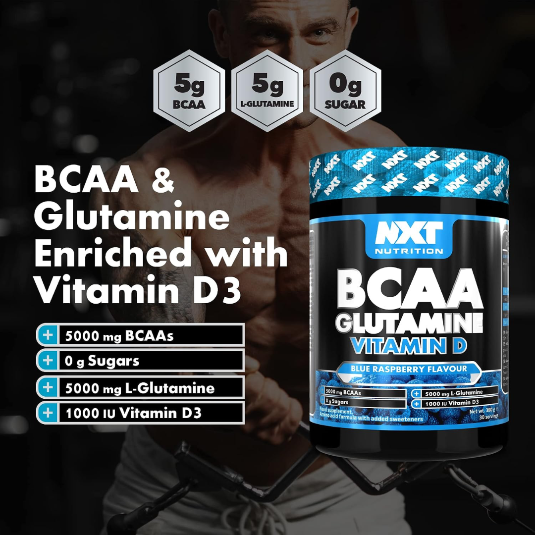 NXT Nutrition BCAA, Glutamine & VIt D 360g Blue Raspberry