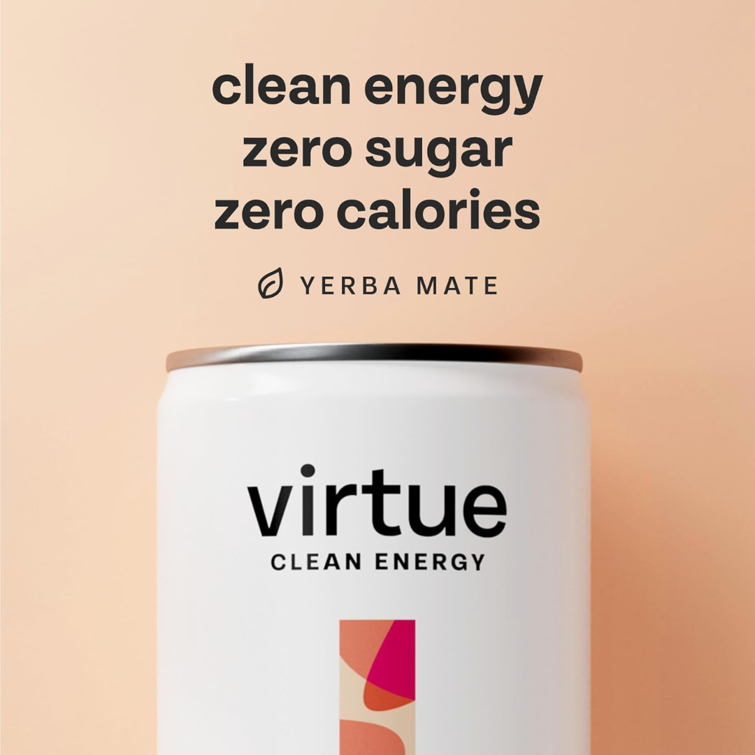 Virtue Clean Energy Yerba Mate 12x250ml Peach and Raspberry