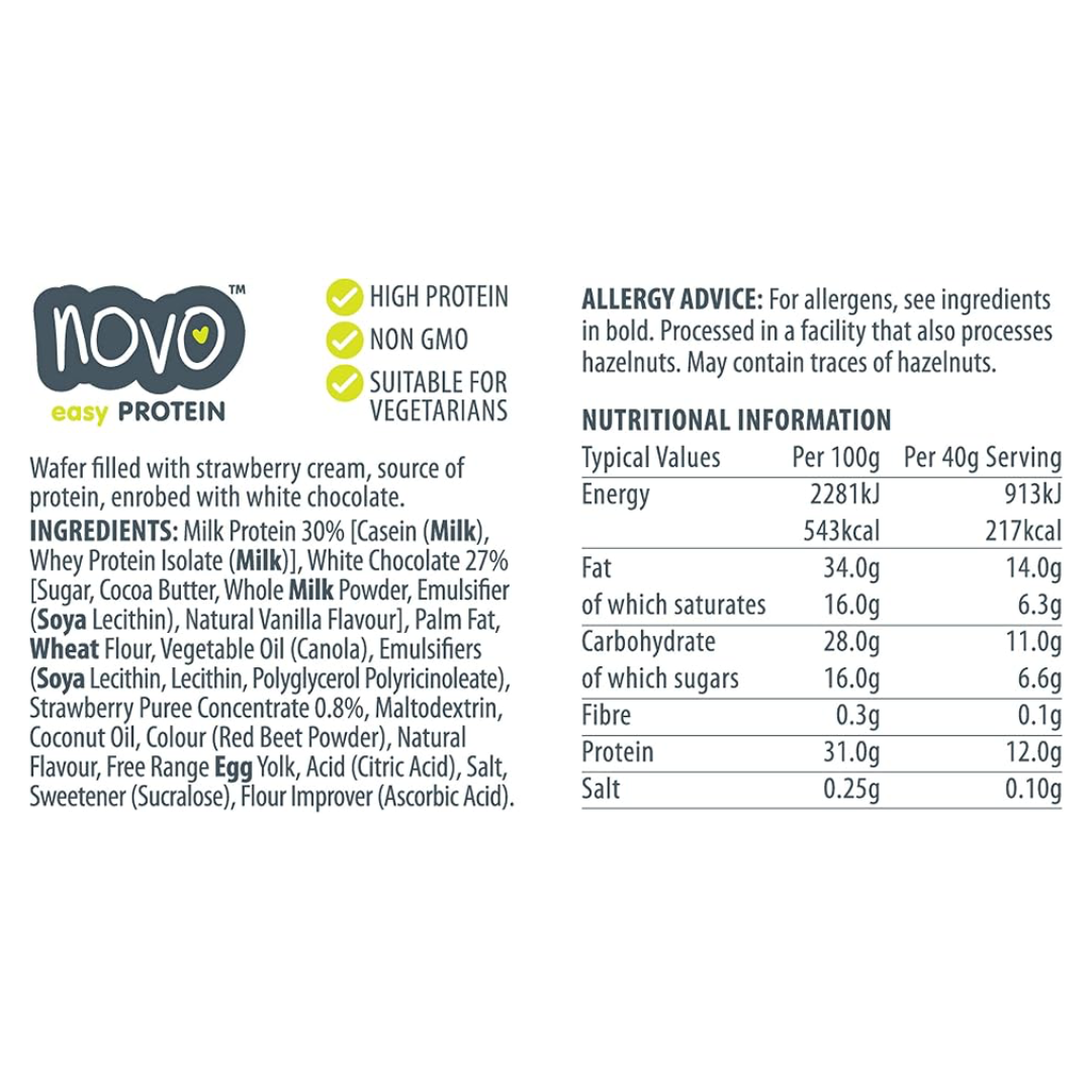 Novo Nutrition Novo Protein Wafer Bar 12x40g Strawberries and Cream