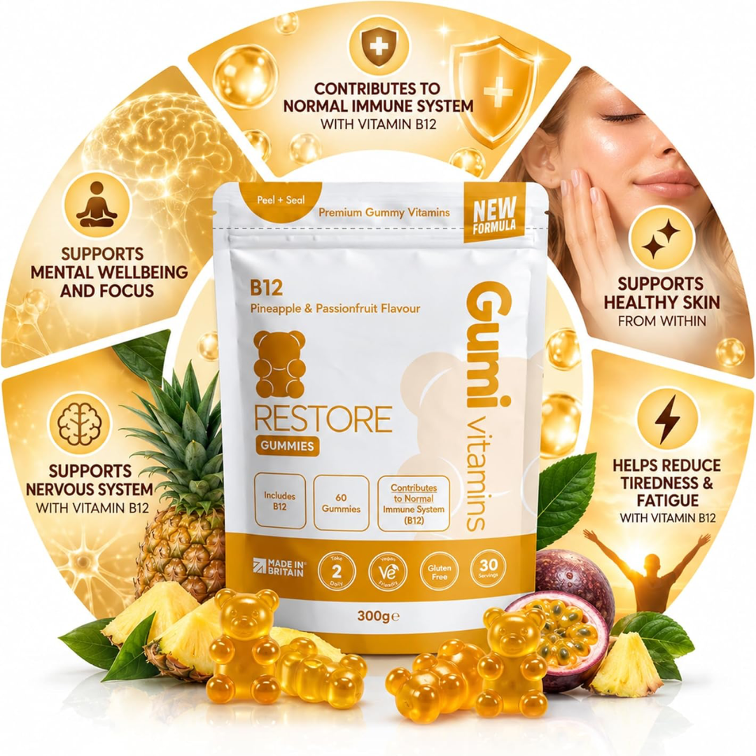 Gumi Vitamins RESTORE - B12 Gummies 300g Pineapple & Passionfruit