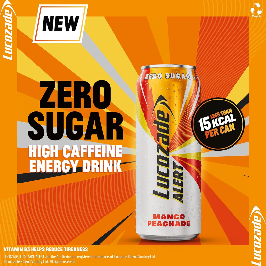 Lucozade Alert Zero 24x250ml Mango Peachade