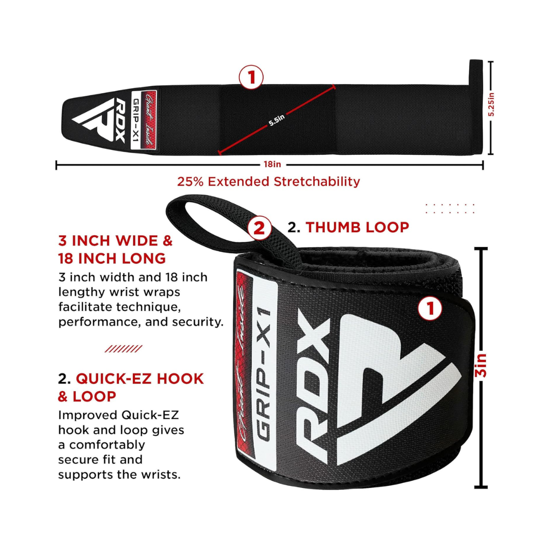 RDX Gym Wrist Wraps W3 Full Black