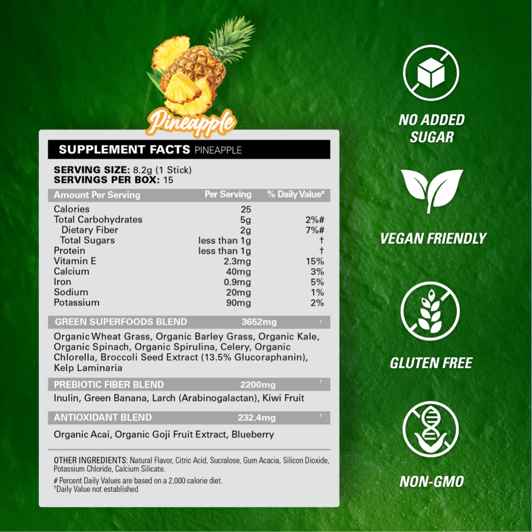 EHP Labs OxyGreens 15 Stick Pack 15x123g Pineapple