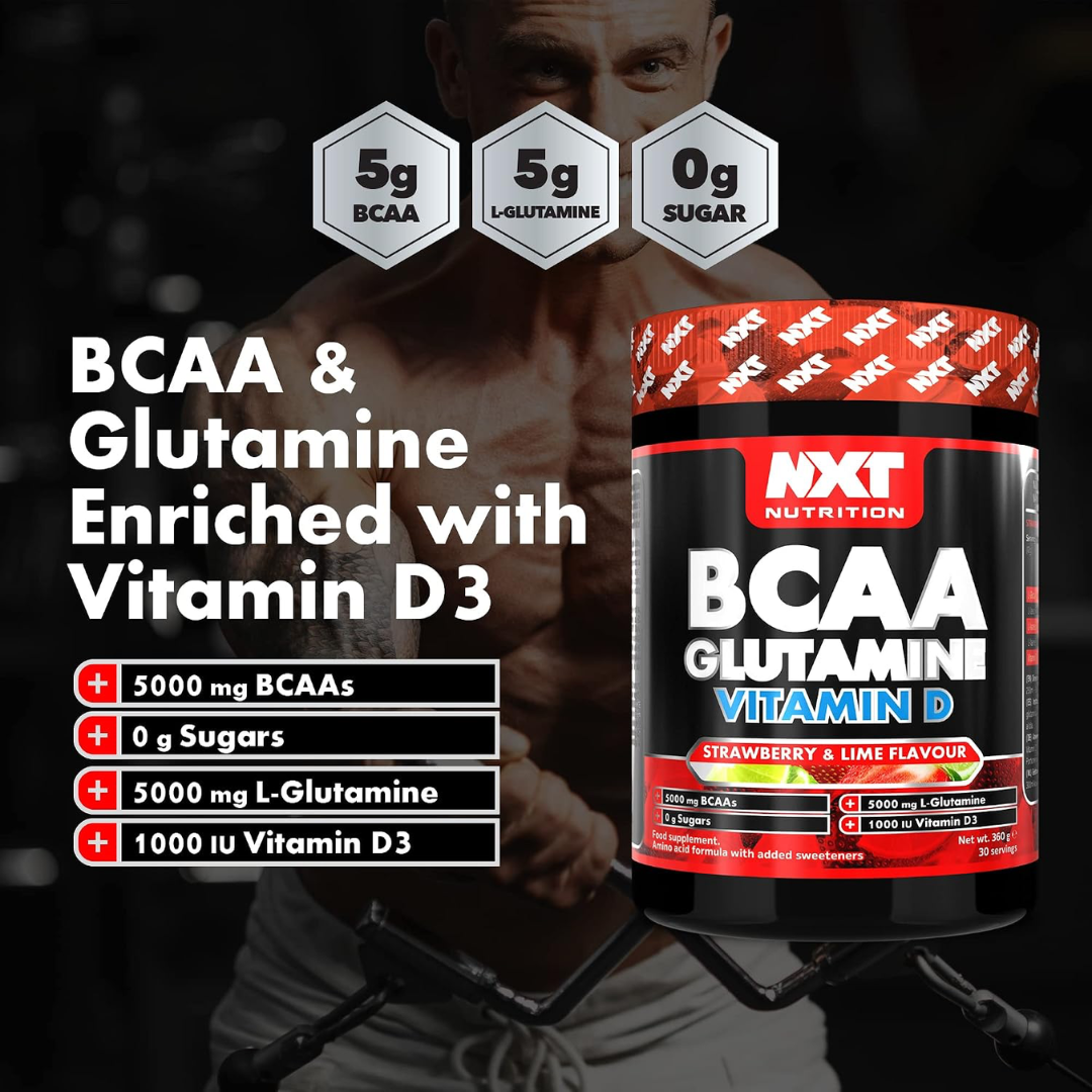 NXT Nutrition BCAA, Glutamine & VIt D 360g Strawberry Lime
