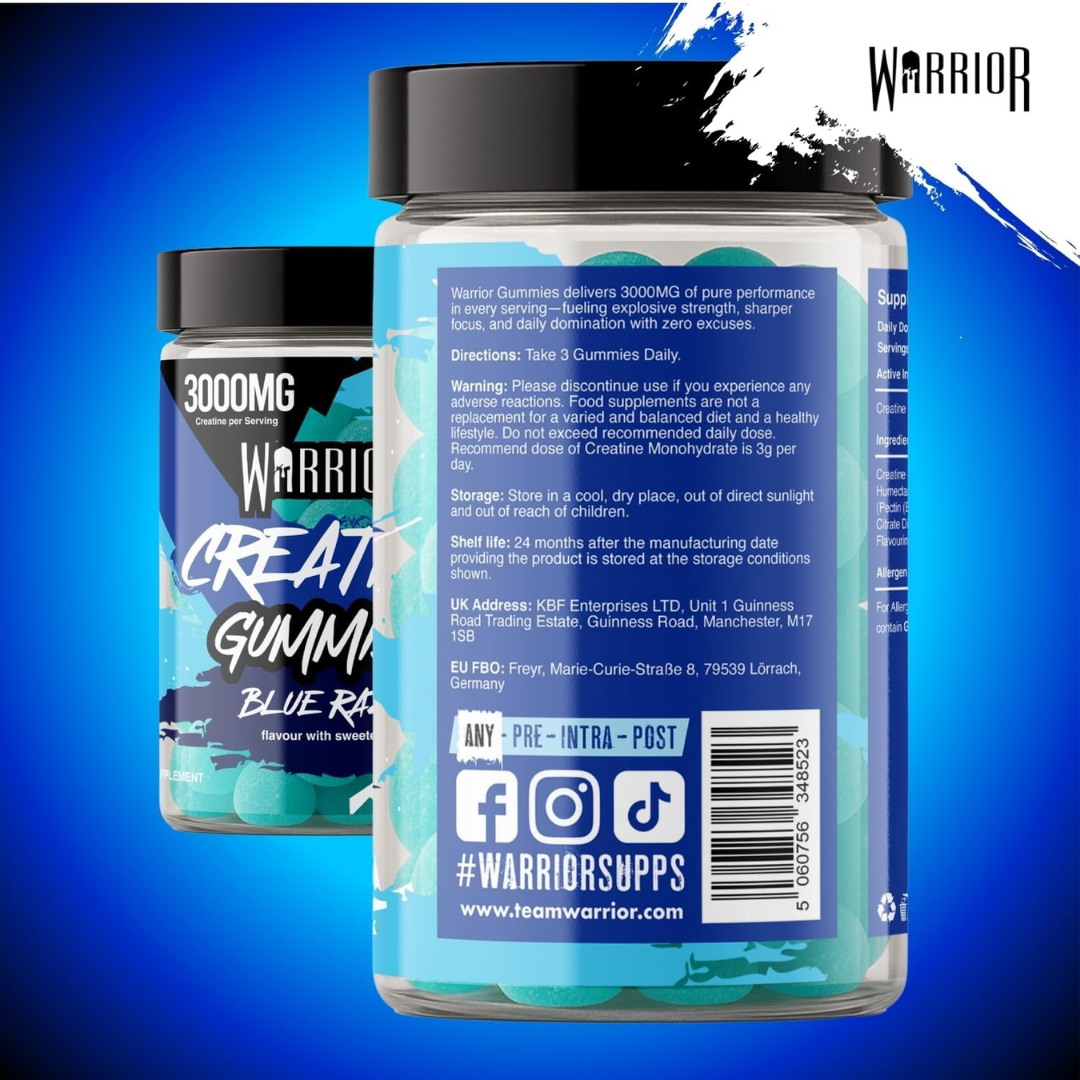 Warrior Creatine Gummies 90 Tabs Blue Razz