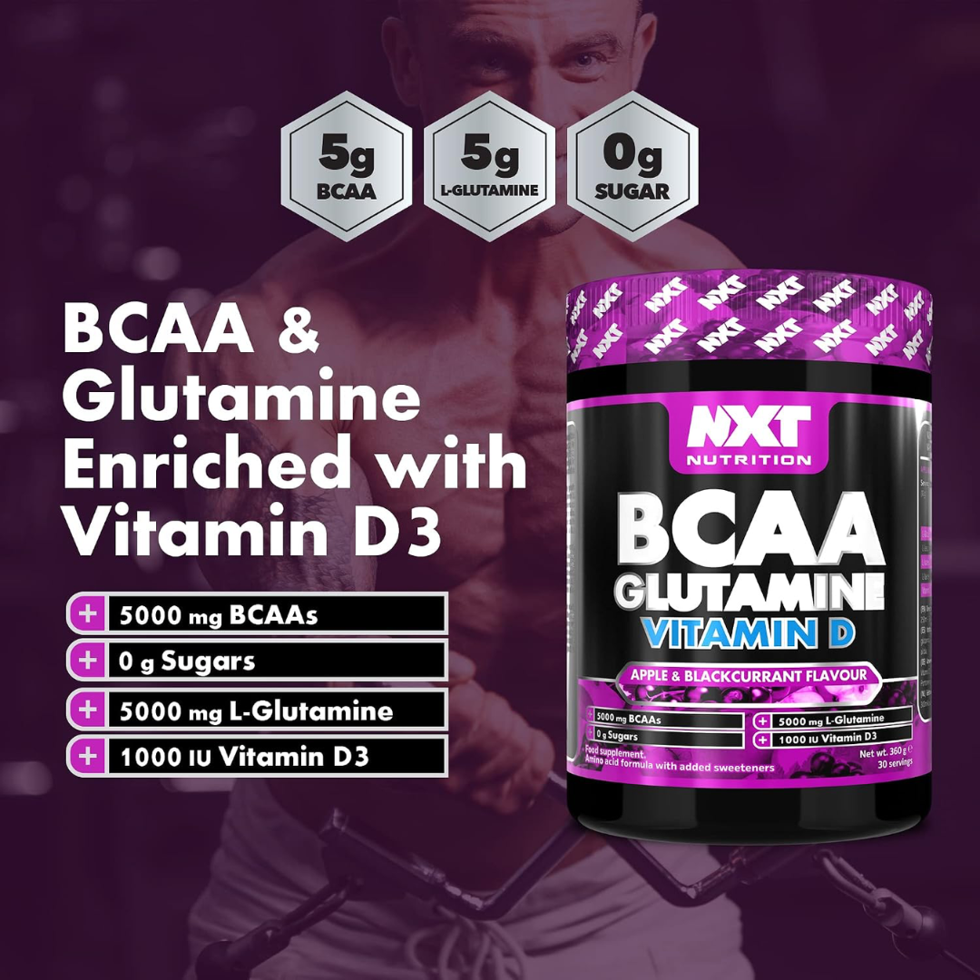NXT Nutrition BCAA, Glutamine & VIt D 360g Apple & Blackcurrant