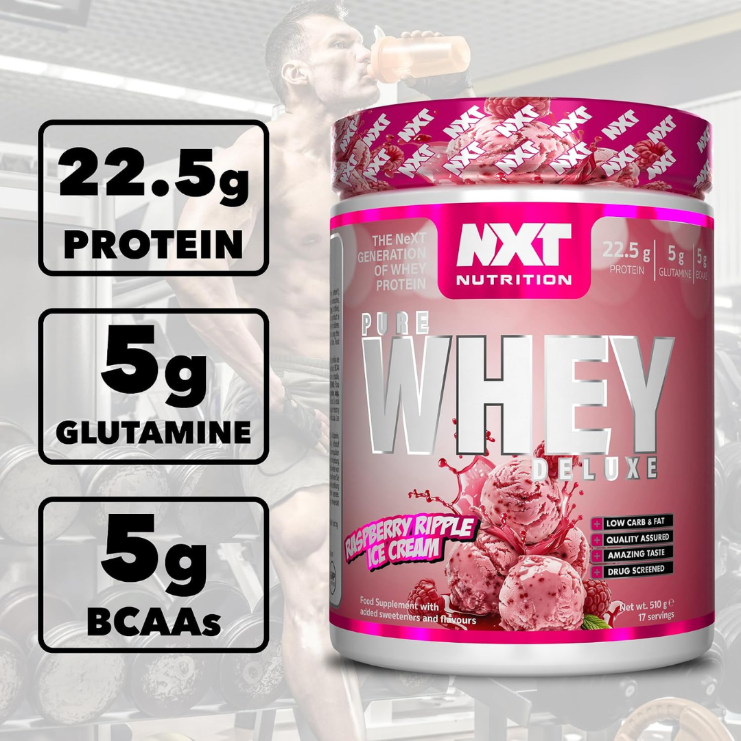 NXT Nutrition Pure Whey Deluxe 510g Raspberry Ripple Ice Cream