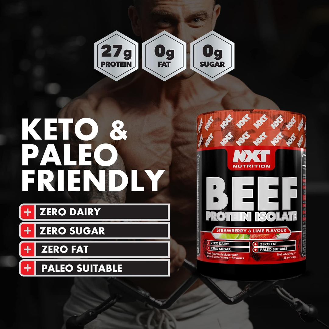 NXT Nutrition Beef Protein Isolate 540g Strawberry & Lime