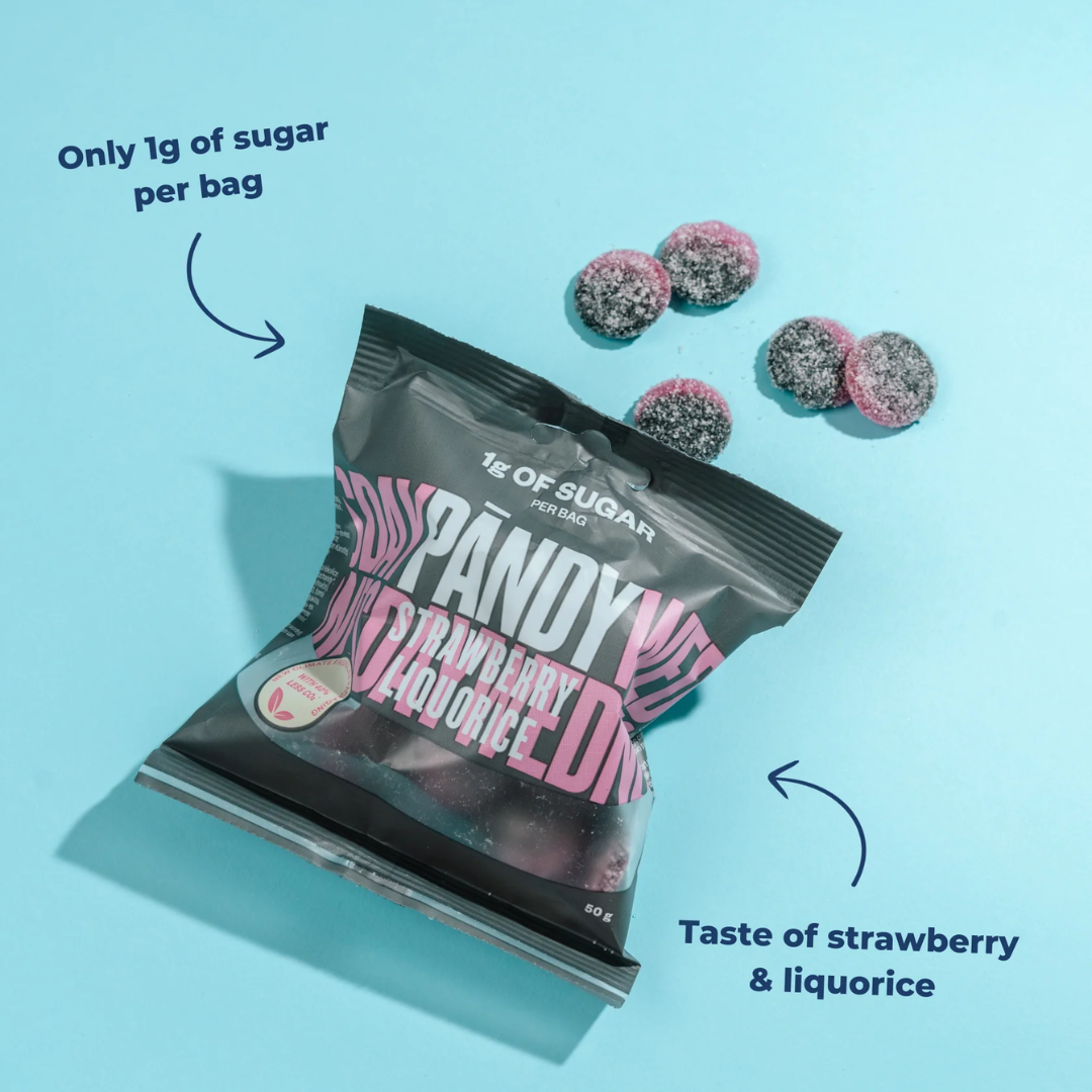 PANDY Candy 14x50g Strawberry Liquorice