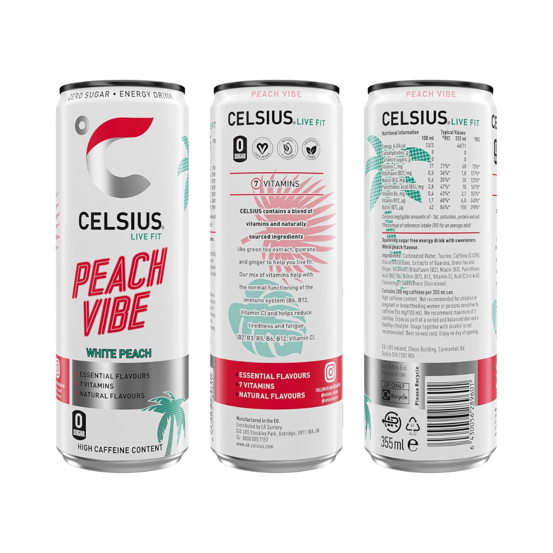 Celsius Energy Drink 12x355ml Peach Vibe