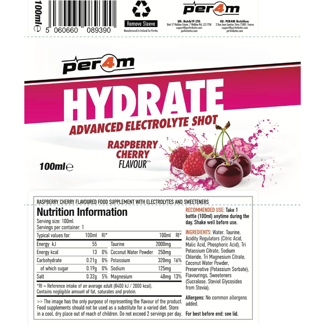 Per4m Hydrate Advanced Electrolyte Shot 100ml Raspberry Cherry