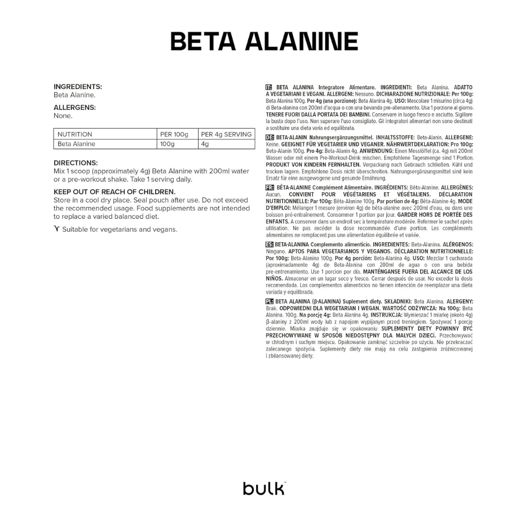 Bulk Beta Alanine 500g Unflavoured