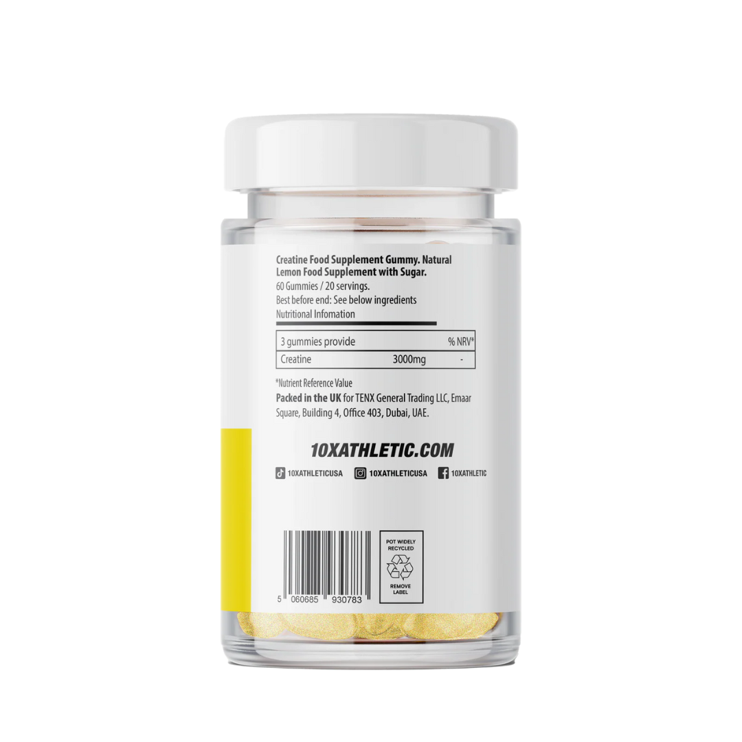 10X Athletic Creatine Gummies 60 Softgels Lemon