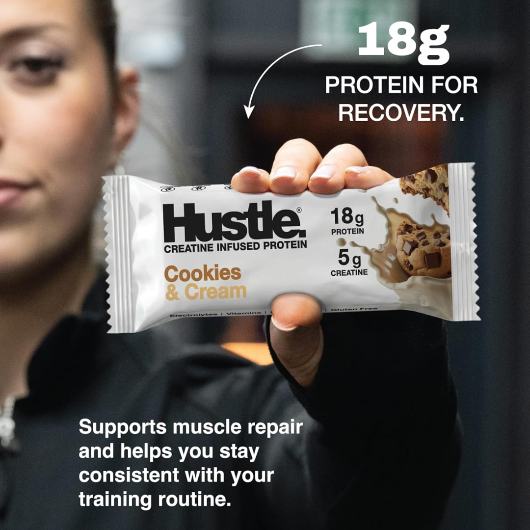 Hustle Creatine Protein Bar 12x75g Cookies & Cream