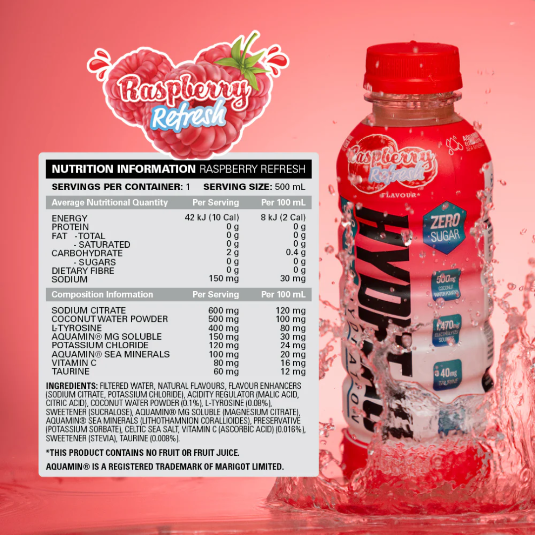 EHP Labs Hydreau RTD 8x500ml Raspberry Refresh
