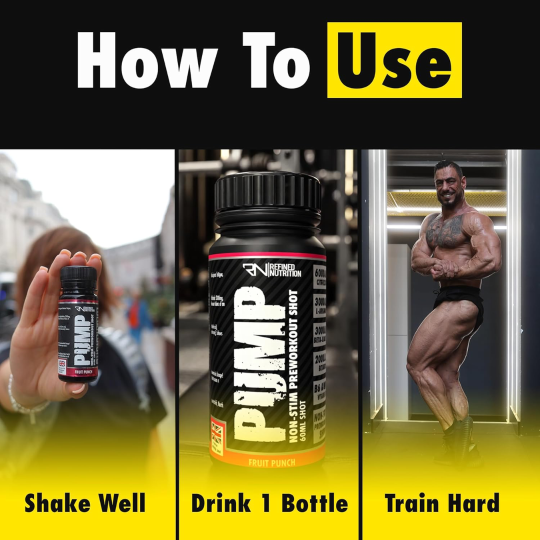 Refined Nutrition PUMP Non-Stim Pre-workout Shots 12x60ml Fruit Punch
