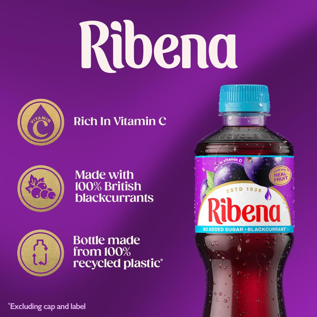 Ribena No Added Sugar 12x500ml Blackcurrant