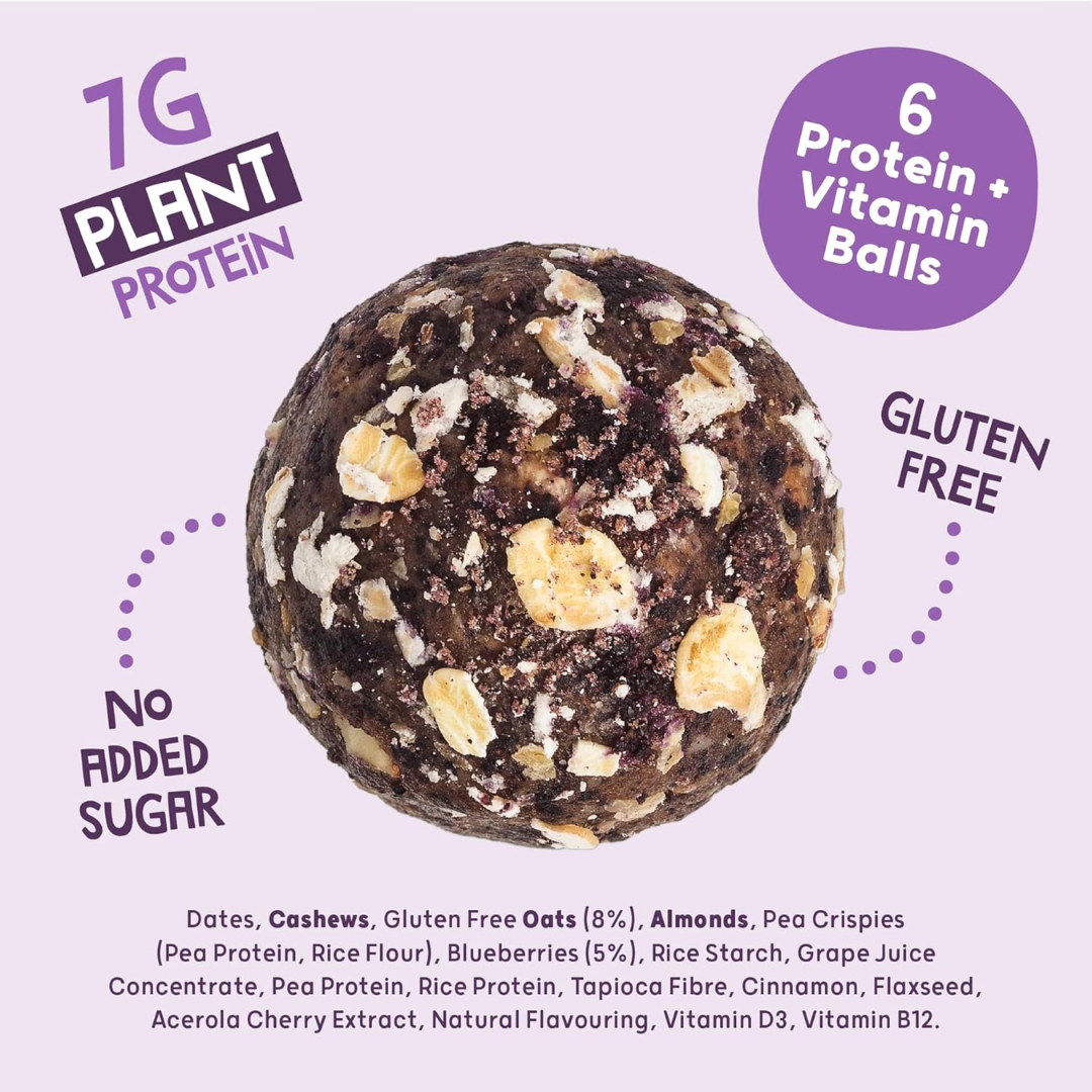 The Protein Ball Co Blueberry Oat Muffin Protein + Vitamin Balls (Breakfast To-Go) 10x45g