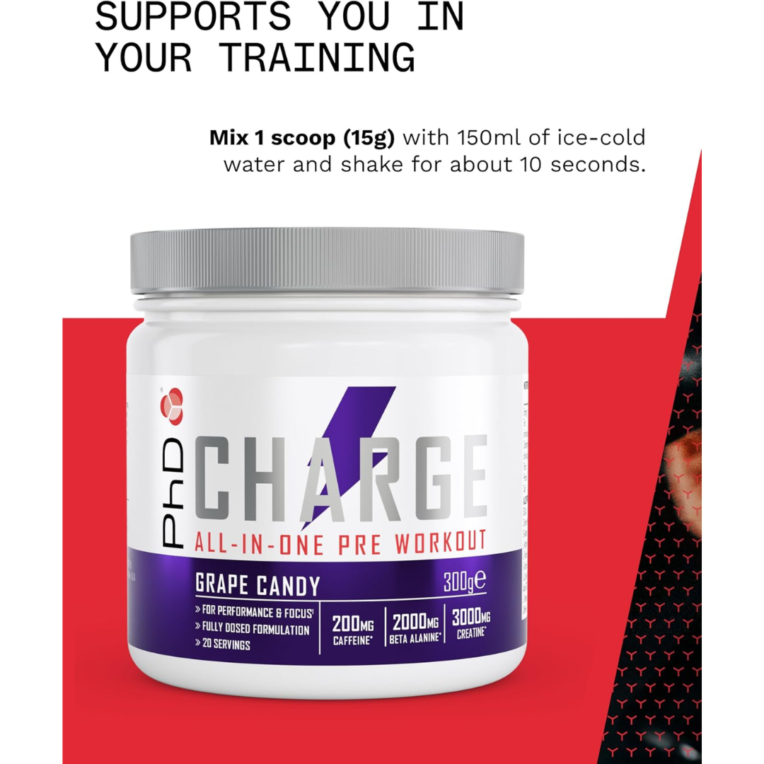 PhD Nutrition Powder Pre Wkt Charge 300g Grape Candy