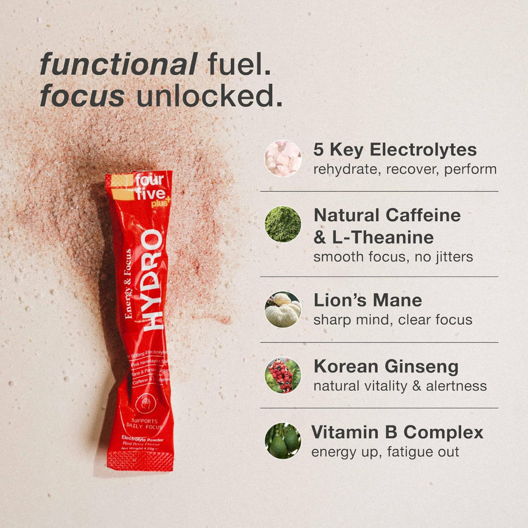FourFive Energy & Focus Sachets 30 x 1 Sachets Red Berry