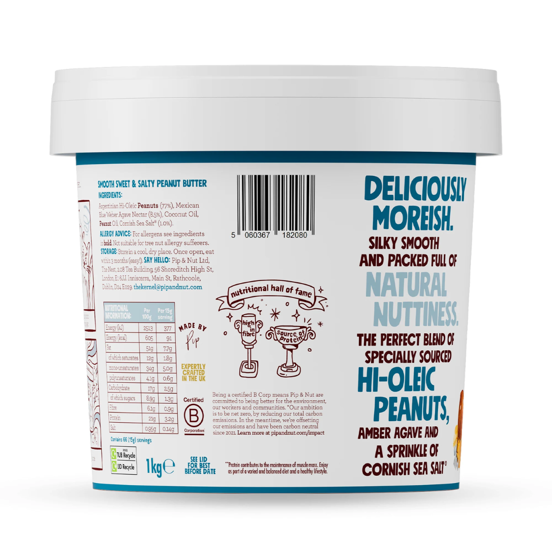 Pip & Nut Sweet & Salty Smooth Peanut Butter 1kg Sweet & Salty