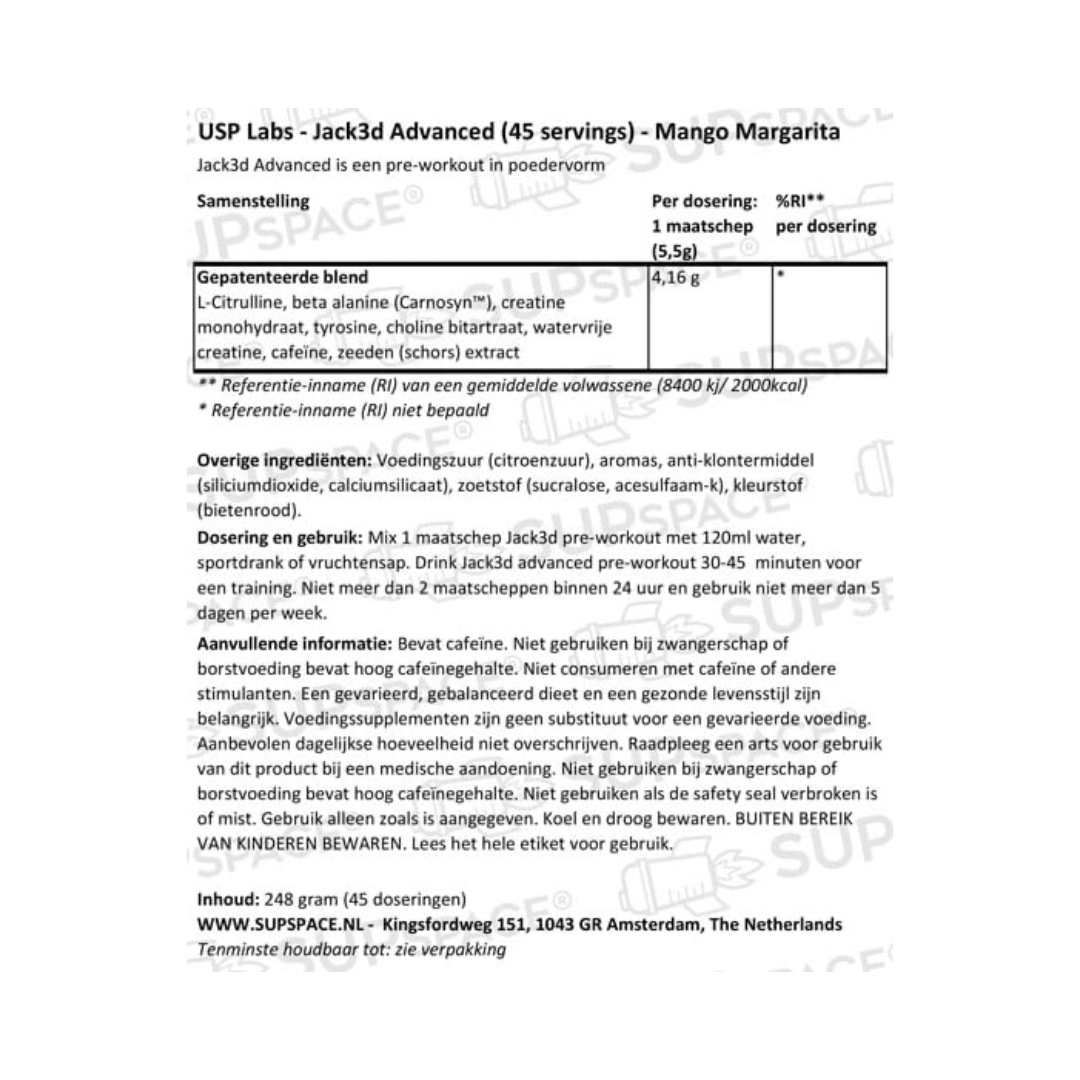 USP Labs Jack3d Advanced 248g Mango
