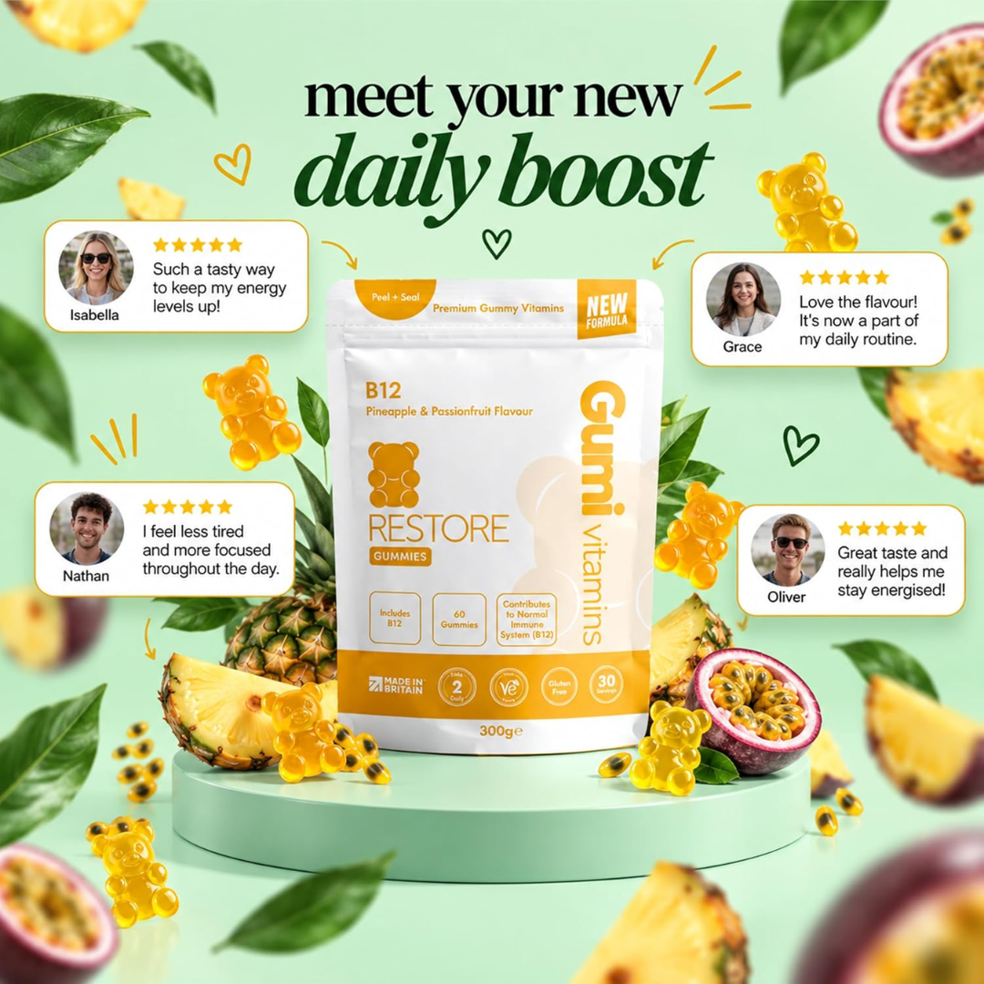 Gumi Vitamins RESTORE - B12 Gummies 300g Pineapple & Passionfruit