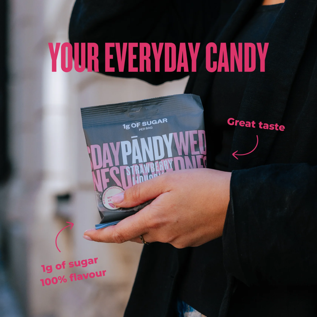 PANDY Candy 14x50g Strawberry Liquorice