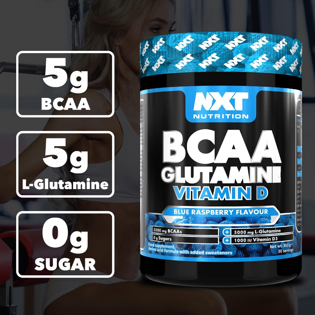 NXT Nutrition BCAA, Glutamine & VIt D 360g Blue Raspberry