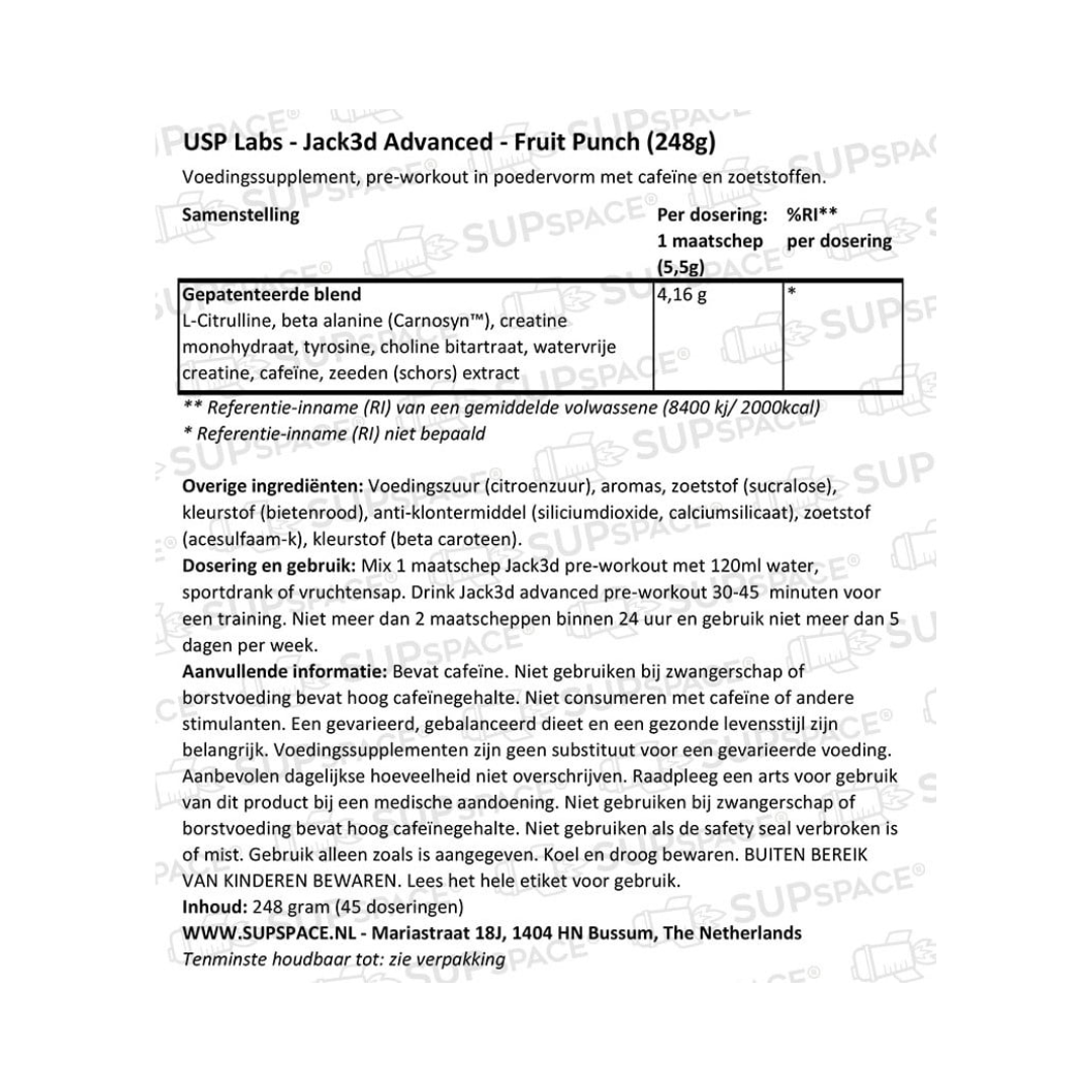 USP Labs Jack3d Advanced 248g Fruit Punch