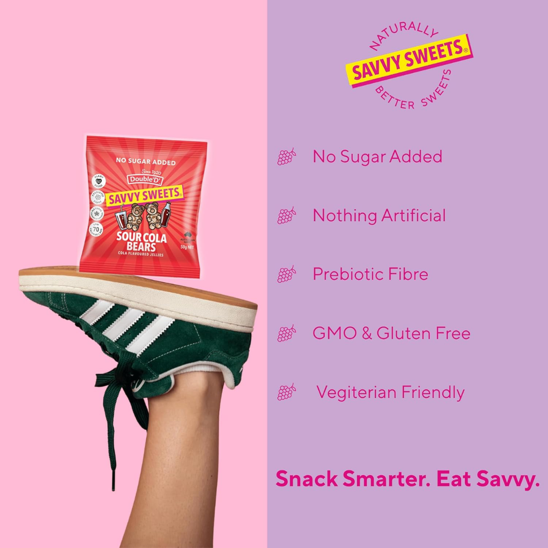Savvy Sweets Sour Cola Bears 12x50g Sour Cola