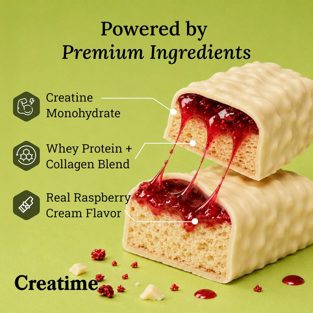 Creatime Creatine Protein Bar 12x50g Creamy Raspberry