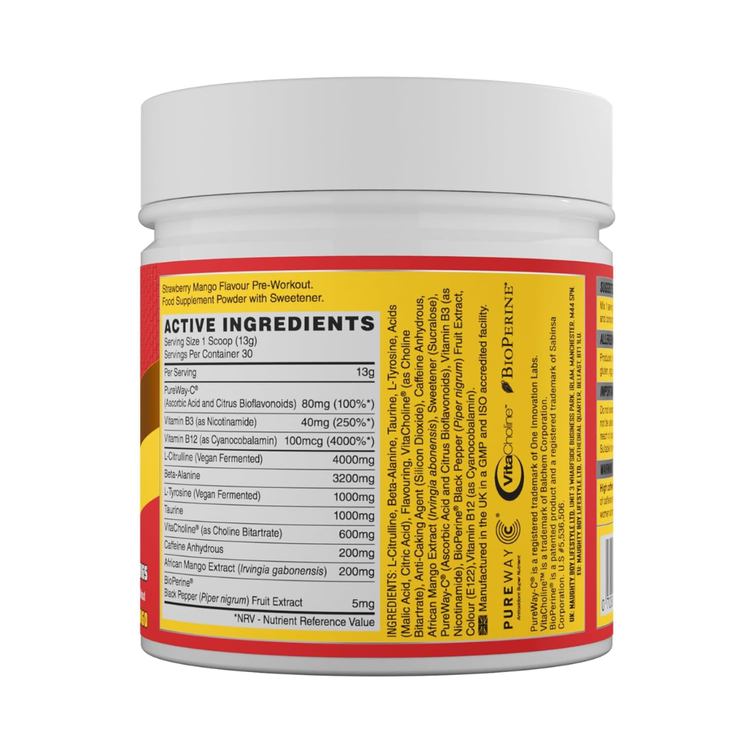 Naughty Boy Energy 390g Strawberry Mango