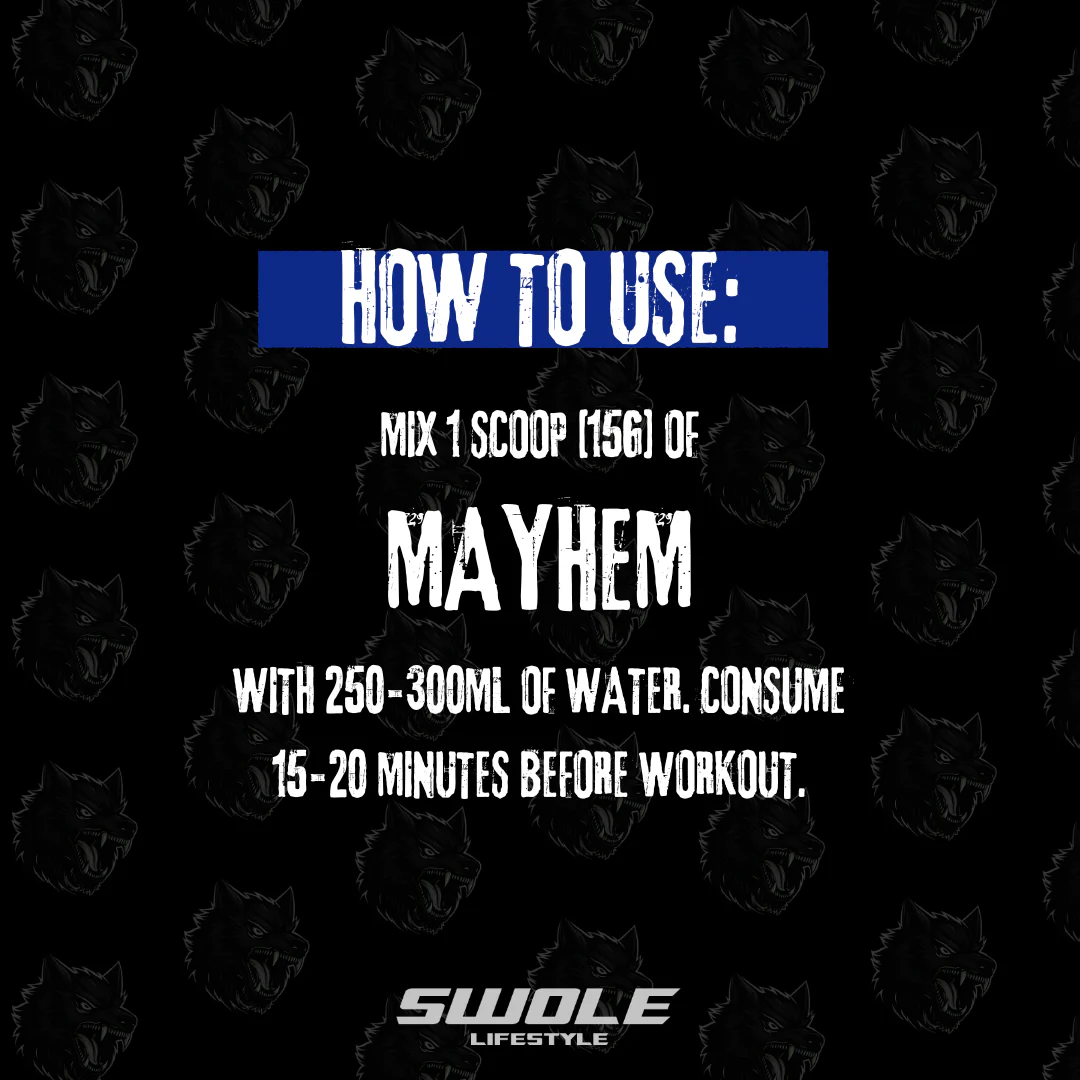 SWOLE Lifestyle MAYHEM Pre Workout 450g Blue Raspberry