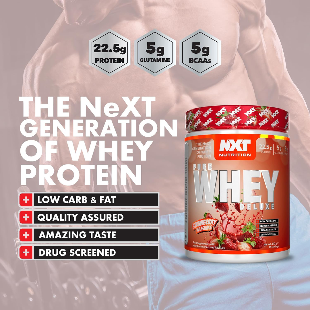 NXT Nutrition Pure Whey Deluxe 510g Strawberry Milkshake
