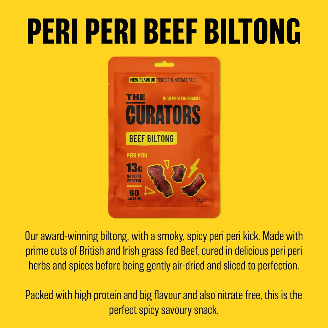 The Curators Beef Biltong 12x25g Peri Peri